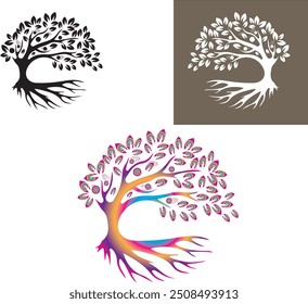 Blowing and coloring trees, coloring trees and leaves, wind and trees, blowing trees, vector art, Adobe Illustrator, printable and can be used and modified anywhere.. eps