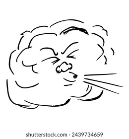 blowing face of cloud, vector hand draw sketch doodle
