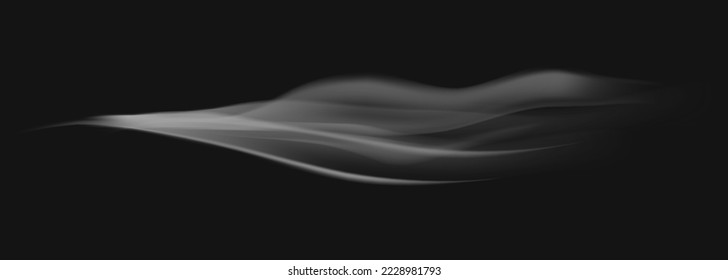 Blowing and gusting wind, isolated smoke or vapor. Weather conditions, cloud of fumes or fog mist. Air current movement. Vector in realistic style illustration