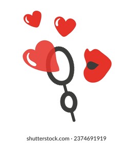 Blowing a heart shaped bubbles. Love concept logo. Vector illustration