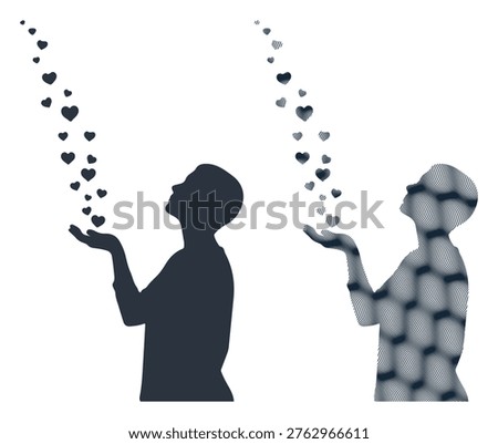 Blowing hearts, hands, gesture, love, freedom, nature, peace, wish, hope.