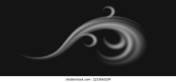 Blowing And Howling Wind Moving Smoke, Swirling Air Current Of Vapors Or Fumes. Isolated Gust Or Storm, Weather Conditions. Vector In Realistic Styles