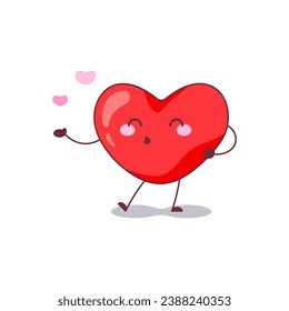 Blowing Kiss Heart Character Icon. Vector Illustration of a Love Heart Mascot Sending a Kiss, Ideal for Valentine's Day and Romantic Expressions. svg