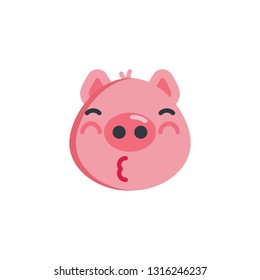 Blowing kiss piggy emoji flat icon, vector sign, colorful pictogram isolated on white. Piggy kissing face emoticon symbol, logo illustration. Flat style design