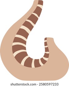 Blowing a Rosh Hashanah shofar horn, featuring a curved shape with brown stripes on a beige background, symbolizes reflection and repentance in Jewish tradition