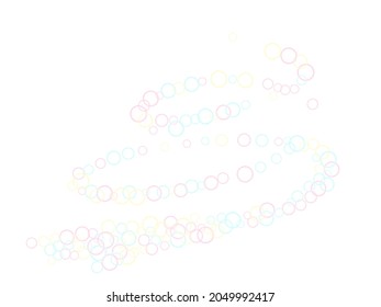 Blowing soap bubbles flying abstract illustration. Pastel childish simple wallpaper. Kids bubbles for play. Soft colors circles flying desugn. Childish magic flying sheres.