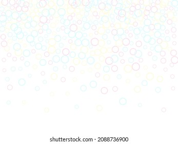 Blowing soap bubbles flying abstract illustration. Pink blue and yellow blurred rings. Kids bubbles for play. Abstract soap foam vector design. Childish magic flying sheres.