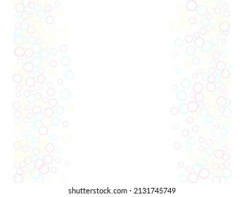 Blowing soap bubbles flying abstract illustration. Pink blue and yellow blurred rings. Kids bubbles for play. Tender minimalist vector backdrop. Childish magic flying sheres.