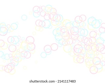 Blowing soap bubbles flying abstract illustration. Pastel childish simple wallpaper. Children bubbles for play. Pretty minimal background. Girlish backdrop with round shapes.