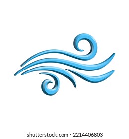 Blowing wind 3d vector icon. Cartoon minimal style. Weather forecast concept. vector illustration Isolated on white