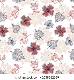Blowing in the wind flowers and Autumn Leaves  pattern