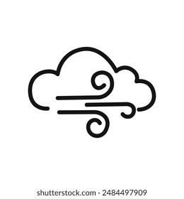 Blowing wind icon linear vector graphics sign