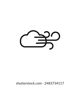 Blowing wind icon outline collection in black
