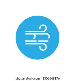 Blowing wind icon. Vector illustration, flat design.