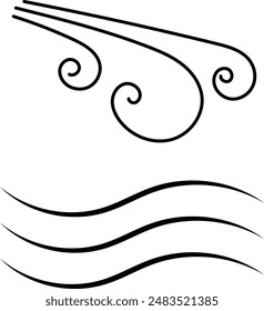 Blowing wind line icon. Windy weather symbol. Windy blow outline collection.