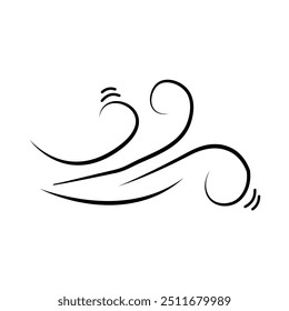 Blowing wind line icon. Windy weather symbol. Windy blow, Wind icon trendy design template, Editable stroke. Vector, wind motion, air blow, swirl element. air motion, smoke flow art, abstract line.