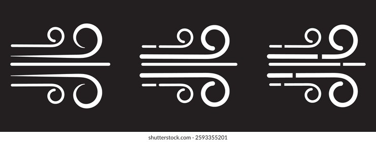 Blowing wind line icon. Windy weather symbol. Windy blow outline collection.