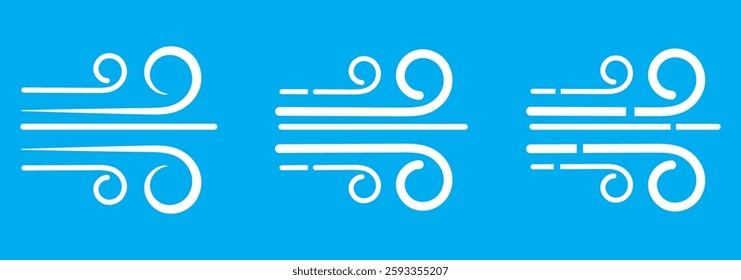 Blowing wind line icon. Windy weather symbol. Windy blow outline collection.