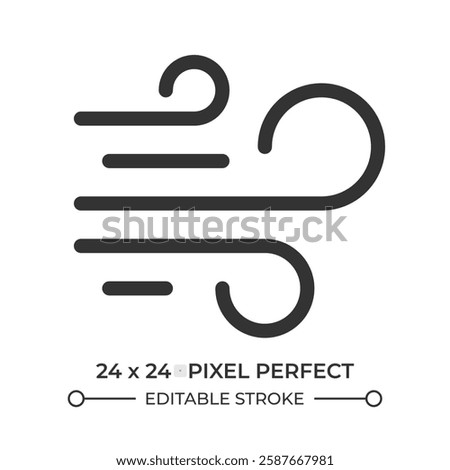Blowing wind line ui icon. Air flows movement. Atmospheric natural phenomena and weather prediction. Isolated vector outline symbol. Webdesign user interface element linear, pixel perfect
