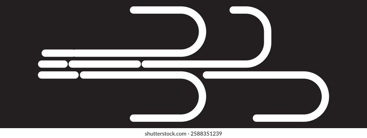 Blowing wind linear logo mark in black and white