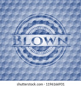 Blown blue polygonal badge.