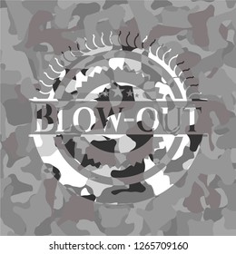 Blow-out grey camouflaged emblem