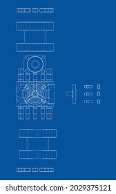 Blowout preventer. Vector rendering of 3d. Wire-frame style. The layers of visible and invisible lines are separated. Orthography
