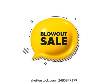 Blowout sale tag. Comic speech bubble 3d icon. Special offer price sign. Advertising discounts symbol. Blowout sale chat offer. Speech bubble comic banner. Discount balloon. Vector