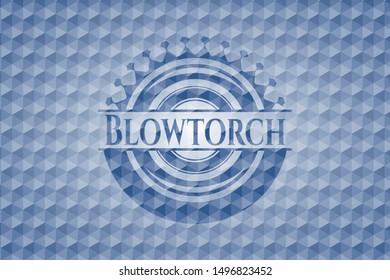 Blowtorch blue emblem with geometric pattern. Vector Illustration. Detailed.