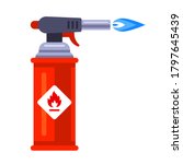 blowtorch with blue flame for construction. flat vector illustration isolated on white background.