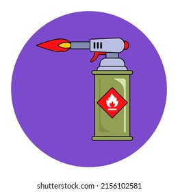 blowtorch with blue flame for construction. flat vector illustration