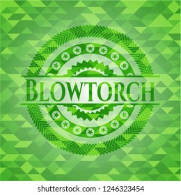 Blowtorch green emblem with mosaic background