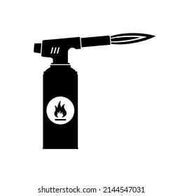 Blowtorch icon with flame isolated on white background. Manual gas torch burner, Welding flame tool. Vector illustration