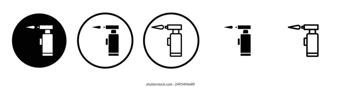 Blowtorch vector icon set in black and white color.