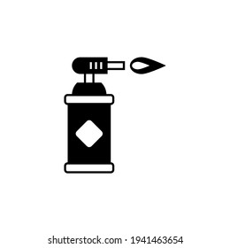 Blowtorch, welding flame tool icon in solid black flat shape glyph icon, isolated on white background 