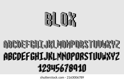 Diseño vectorial de alfabeto de tipo Blox Font
