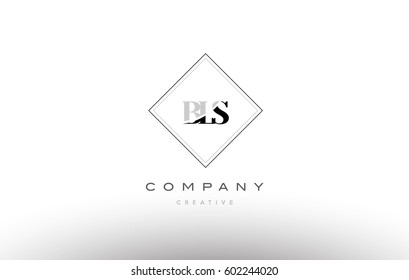 bls b l s retro vintage simple rhombus three 3 letter combination black white alphabet company logo line design vector icon template 