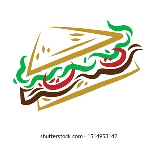 BLT bacon, lettuce, tomato sandwich illustration