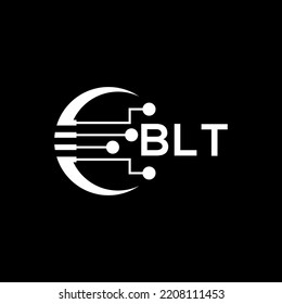BLT Letter Logo schwarzer Hintergrund .BLT Technologie Logo Design Vektorbild in Illustrator .BLT Buchstaben Logo Design für Unternehmer und Unternehmen.
