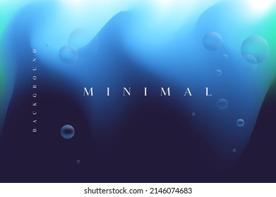 Blu blurred vector background with smooth wave and swimming bubble