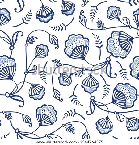 Blu Floral Design, Seamless Pattern, Decoration, Wall Paper, Wrap Paper