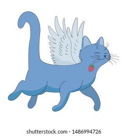 Blu Fly Cat With Raspberry Png