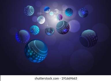 blu glowing orbs in spase.vector illustration