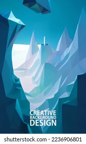 Triángulo de hielo Blu abstracto en estilo origami sobre fondo claro. Diseño de fondo moderno. Plantilla de fondo de patrón de banner de diseño gráfico abstracto vectorial. Diseño de bajo estilo polaco.