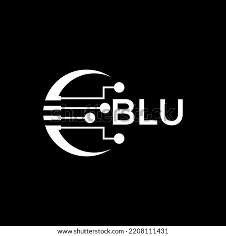 BLU Letter logo black background .BLU technology logo design vector image in illustrator .BLU letter logo design for entrepreneur and business.
