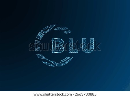 BLU low poly letter logo vector design. BLU lower poly logo design. BLU unique low poly logo design.