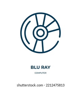 Blu-ray-Symbol. Lineare Vektorgrafik aus der Computersammlung. Blu-ray-Icon-Vektorgrafik. Dünnliniensymbol für Web- und mobile Apps, Logo, Printmedien.