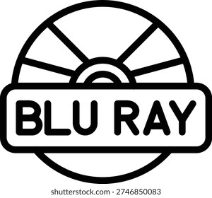 Blu Ray Line Icon and Vector