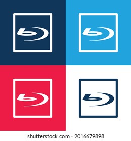 Blu Ray Sign blue and red four color minimal icon set
