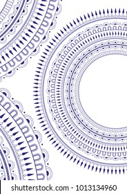 Blu round ornament on white background. Persian elements. Abstract background